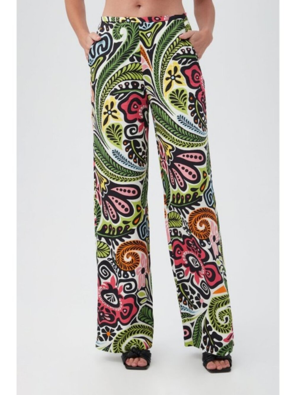 💕TRINA TURK💕 Tavia Wide-Leg Pant ~ Tiki Multi-Color Festival Boho Print 12 NWT - Picture 4 of 14